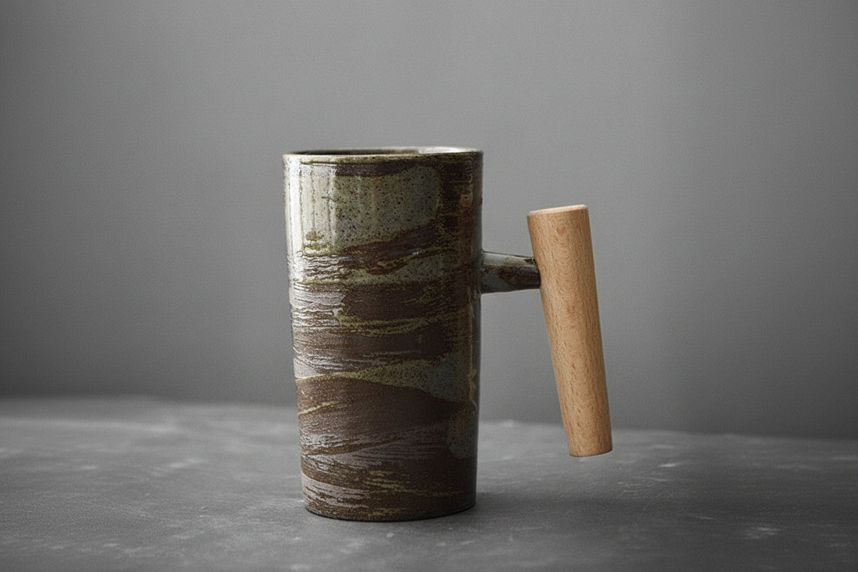 Tasse à café en céramique | Manche Bois