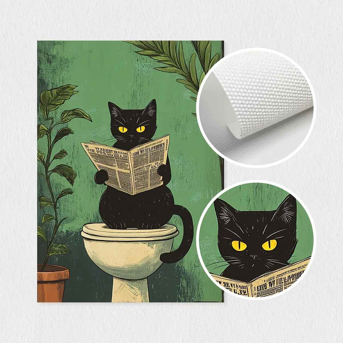 3 toiles chat deco | Vintage Salle de Bain