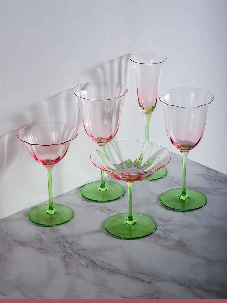 verre lot rose vert