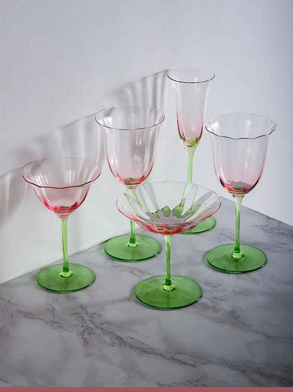 verre lot rose vert