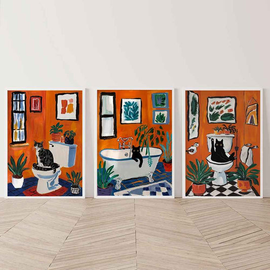 3 toiles chat deco | Style Matisse