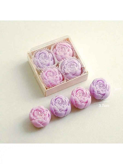 ensemble Bougie parfumée à la rose faite à la main | Naturelle 4 pieces