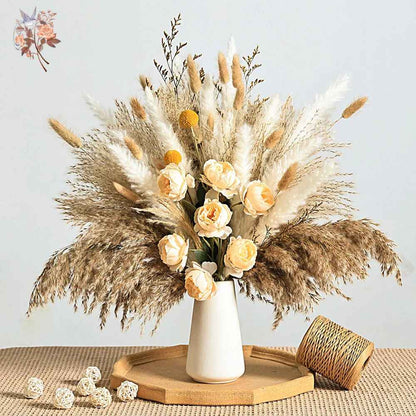 Bouquet Pivoines Artificielles et Pampas Séchées Boho