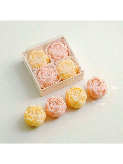 ensemble Bougie parfumée à la rose faite à la main | Naturelle 4 pieces