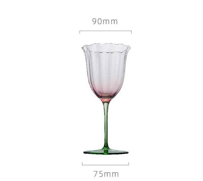 Verres à vin en cristal rétro | Bordures colorées X1