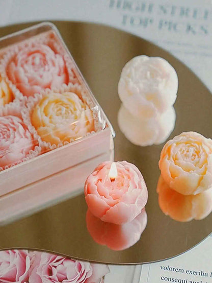 ensemble Bougie parfumée à la rose faite à la main | Naturelle 4 pieces