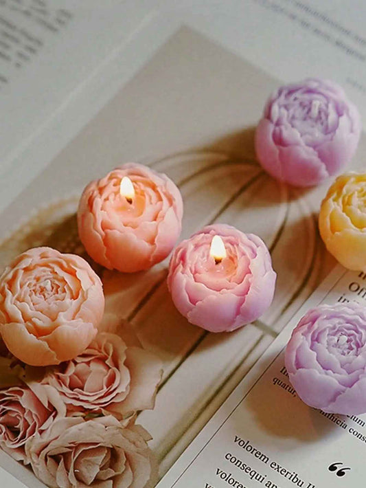 ensemble Bougie parfumée à la rose faite à la main | Naturelle 4 pieces