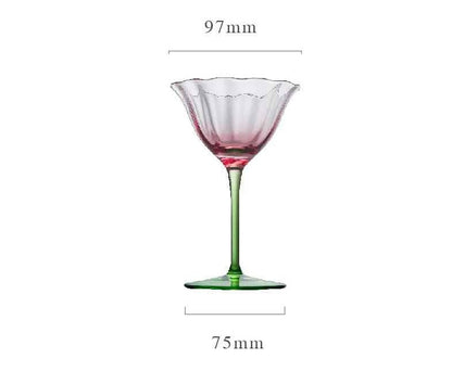Verres à vin en cristal rétro | Bordures colorées X1