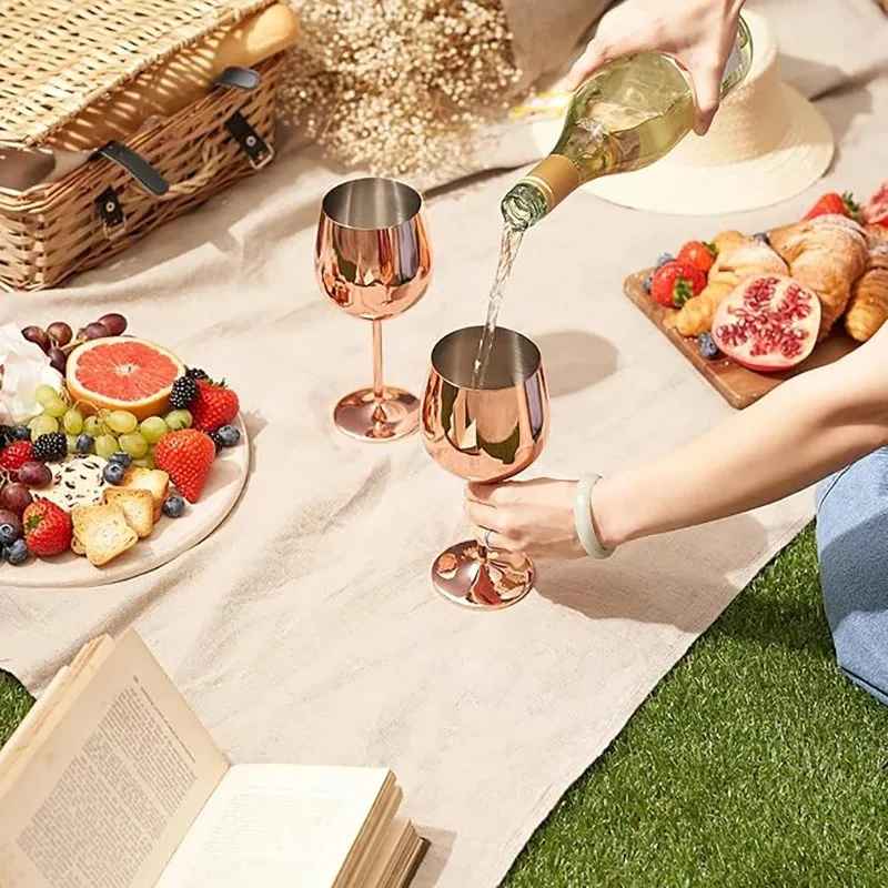 Verre à vin en acier inoxydable de 500ml | Incassable lot de 2