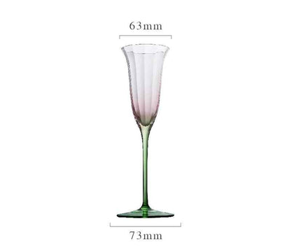 Verres à vin en cristal rétro | Bordures colorées X1