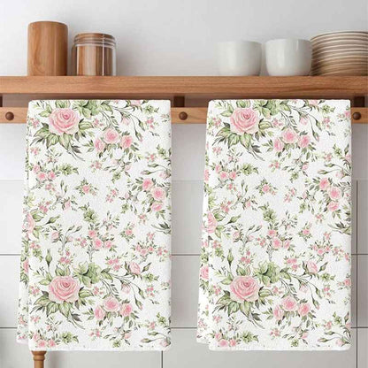 Torchons de cuisine blanc à fleurs | Ultra-absorbants