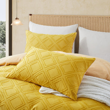 couette et oreiller jaune