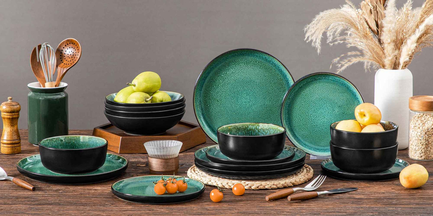 ensemble assiette vert