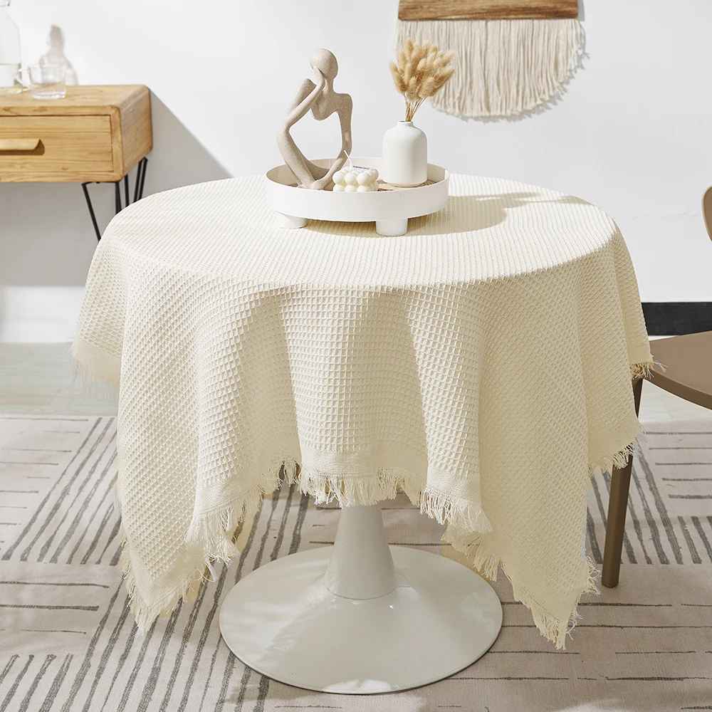 nappe ronde ponpon beige