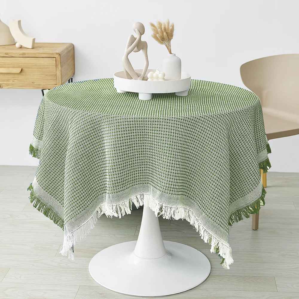 nappe ronde ponpon vert