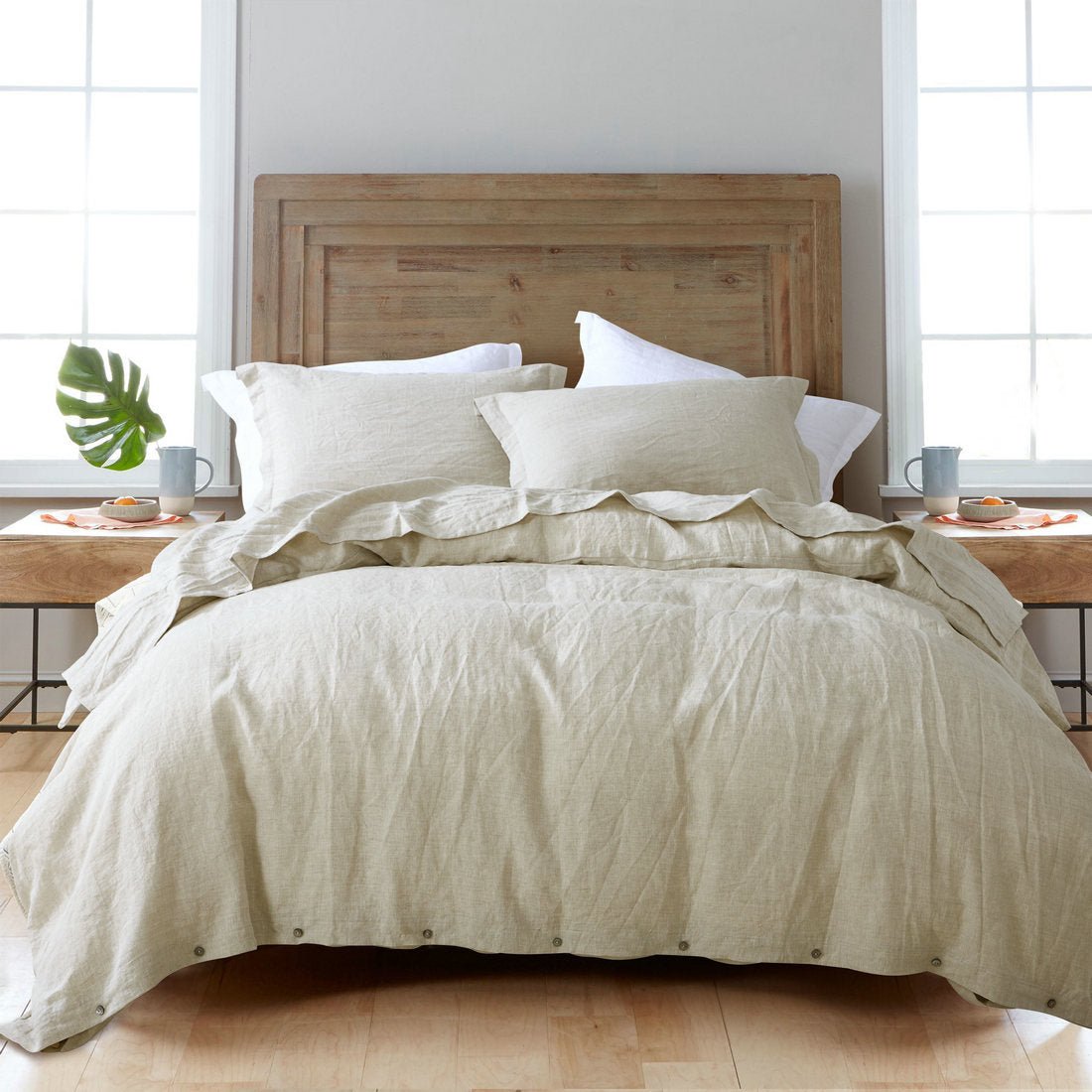 parure de couette lin beige