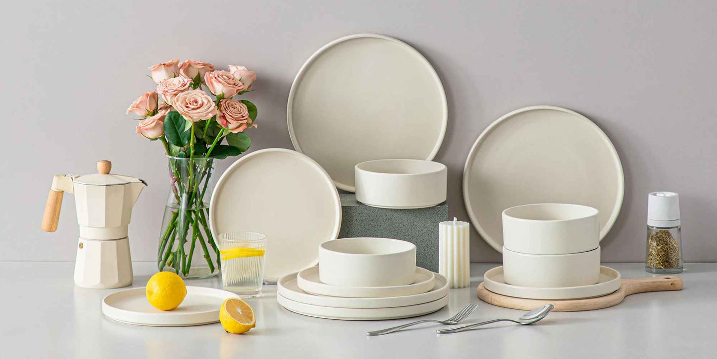 service vaisselle en gré beige
