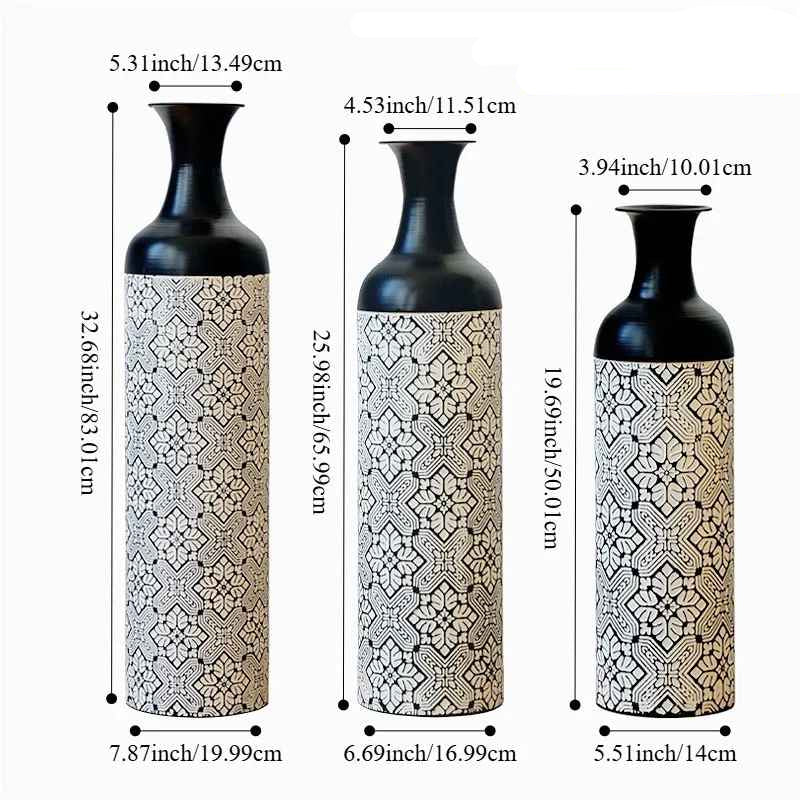 taille vase blanc et noir